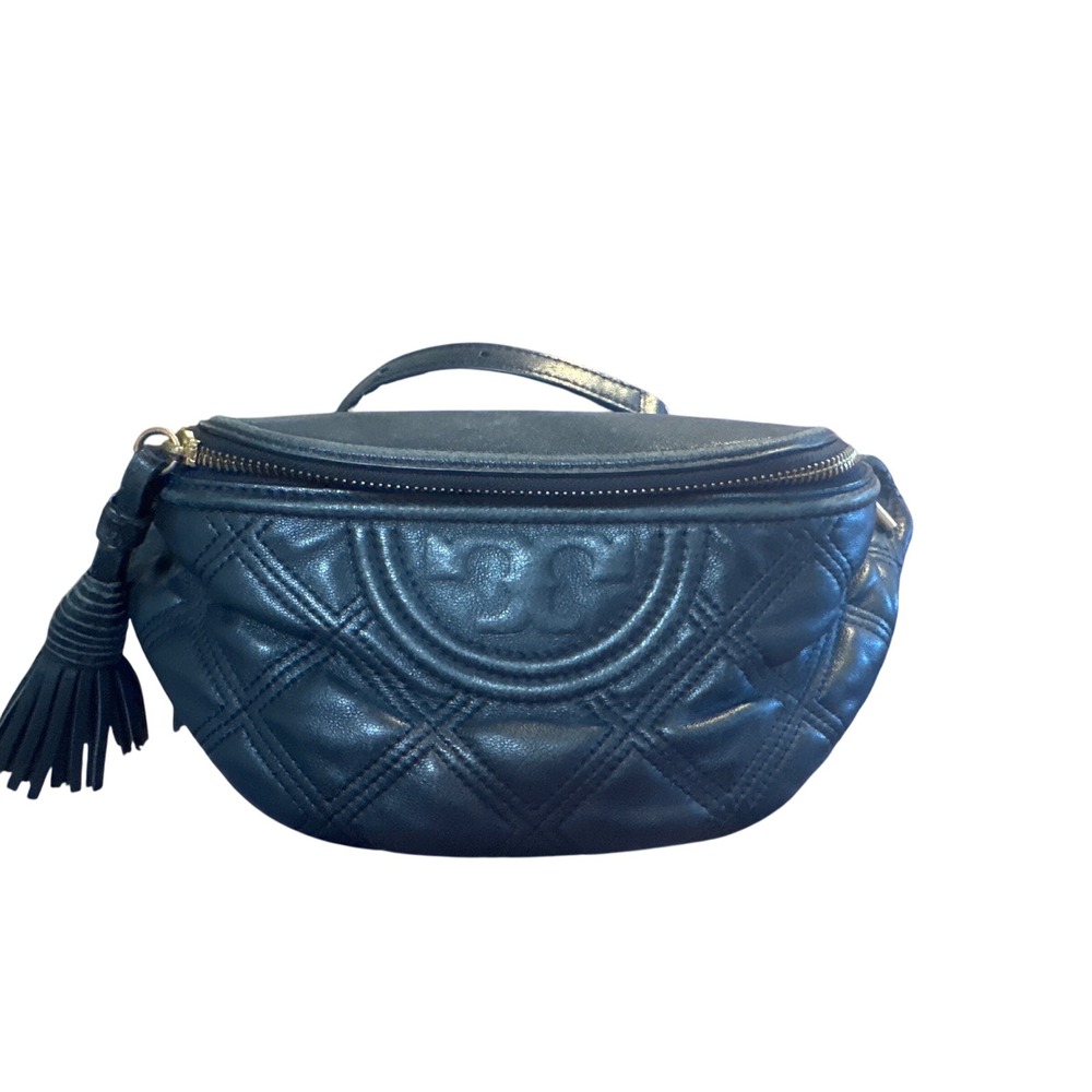 Tory Burch Black Leather Soft Fleming Belt Bag